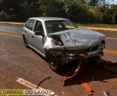Casal e criança são levados ao hospital após acidente em Santa Helena