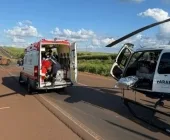 Homem é socorrido de helicóptero após grave acidente na BR-163 entre Marechal e Toledo