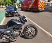 Jovem sofre fratura em colisão entre carro e moto em Marechal Rondon