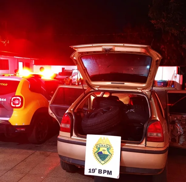 Carro lotado de pneus estrangeiros é apreendido em Guaíra
