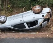 Carro capota na rodovia entre Marechal Rondon e Pato Bragado