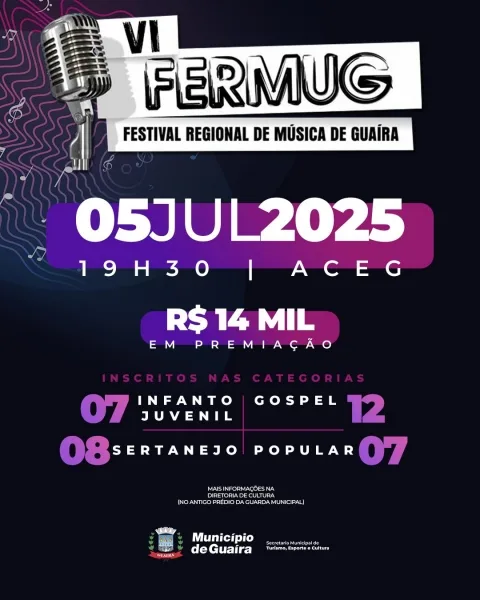 FERMUG contará com 34 apresentações no sábado, em Guaíra
