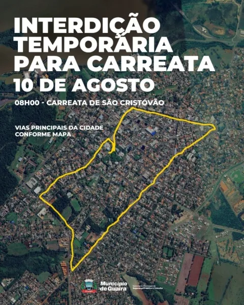 Guaíra terá ruas interditadas para Carreata de São Cristóvão no domingo