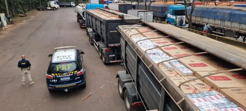Carreta lotada de cigarros é apreendida em Marechal Rondon