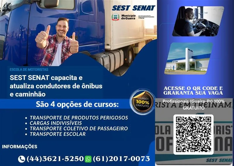 Curso Gratuito “Escola de Motoristas” será oferecido em Guaíra