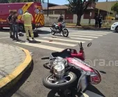 Duas motos colidem no centro de Marechal Rondon
