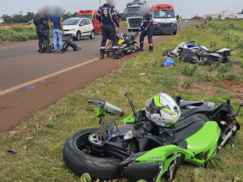 Acidente na BR-163 entre Marechal e Toledo envolve três motos de alta cilindrada