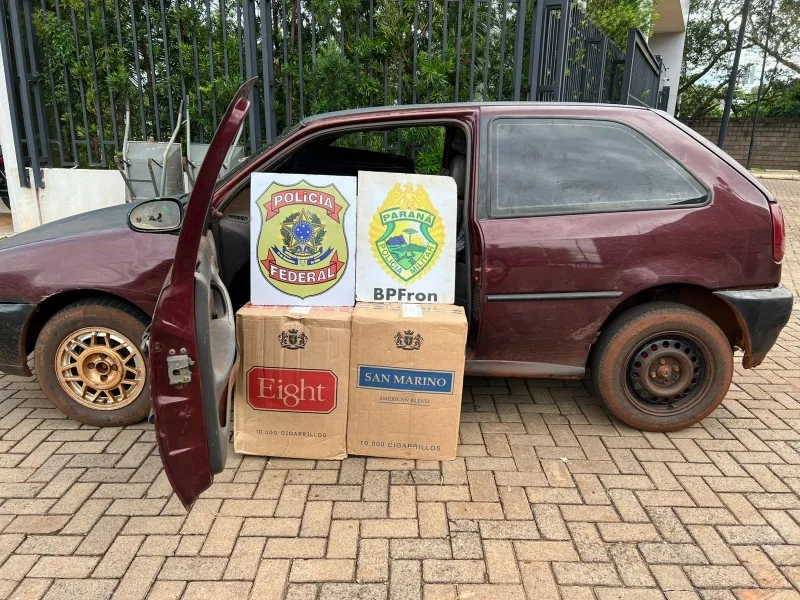 Carro carregado com cigarros é apreendido no interior de Guaíra