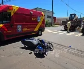 Mulher fica gravemente ferida em acidente no centro de Marechal Rondon