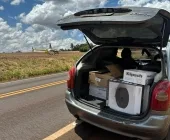 Com apoio de helicóptero, PM apreende carro com contrabando em Toledo