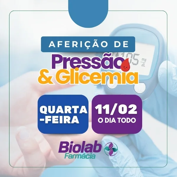 Farmácia Biolab promove Dia da Saúde nesta quarta com aferição gratuita de pressão e glicose