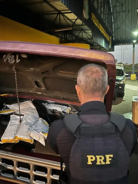 PRF localiza agrotóxicos contrabandeados no motor de caminhonete na BR-163 em Guaíra