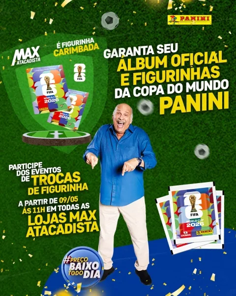Max Atacadista entra no clima de Copa do Mundo com venda de álbum e figurinhas colecionáveis