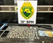 Homem é preso e PM apreende drogas e arma na Eletrosul, em Guaíra