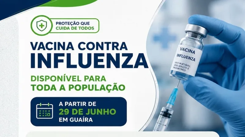 Vacina contra a Influenza fica disponível para toda a população a partir de 29 de junho em Guaíra