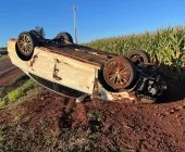 A caminho de escola, professora capota carro entre Nova Santa Rosa e Novo Sarandi
