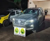 Caminhonete furtada é recuperada pela PM após perseguição e tiros nos pneus em Guaíra