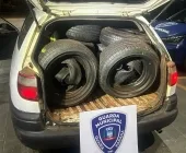 Carro carregado com pneus estrangeiros é apreendido pela GM em Guaíra