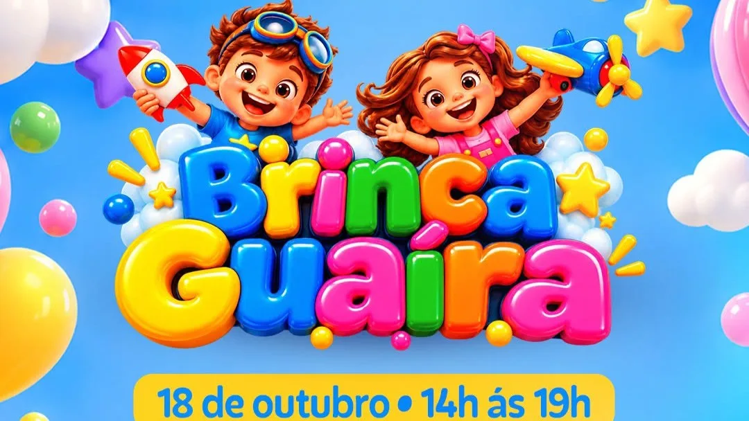 Brinca Guaíra terá brinquedos infláveis, brincadeiras e atrações gratuitas neste domingo