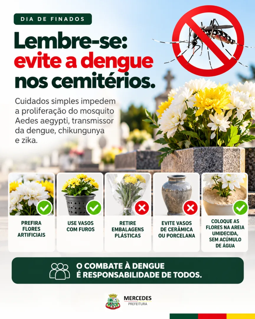 Mercedes reforça alerta contra a dengue nos cemitérios para o Dia de Finados
